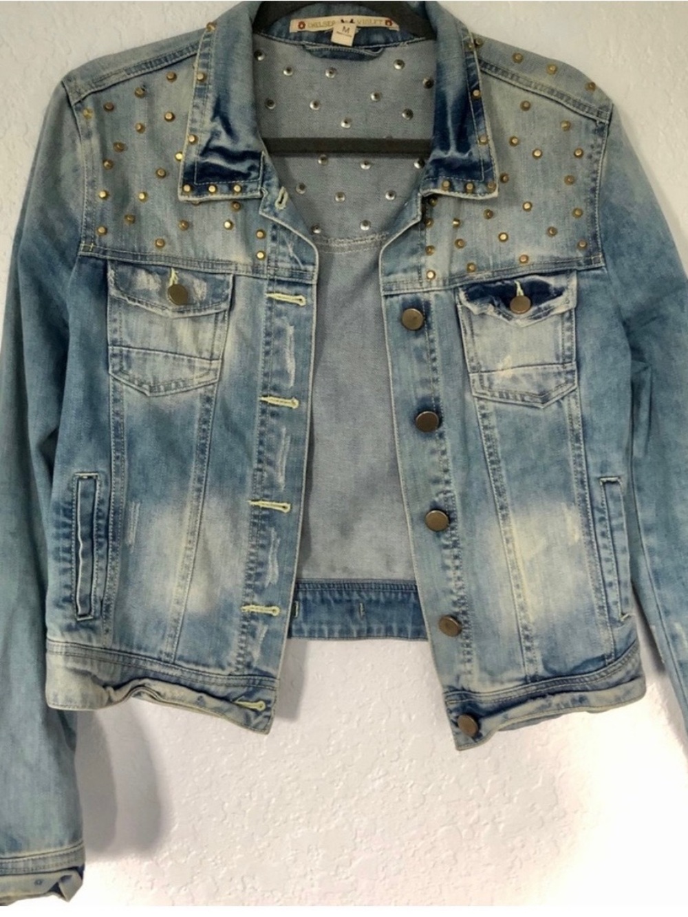 Chelsea & Violet Light Blue Studded Denim Jacket